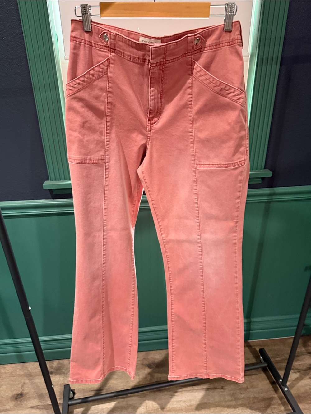 Pilcro Coral-Pink Straight Leg Utility Pants